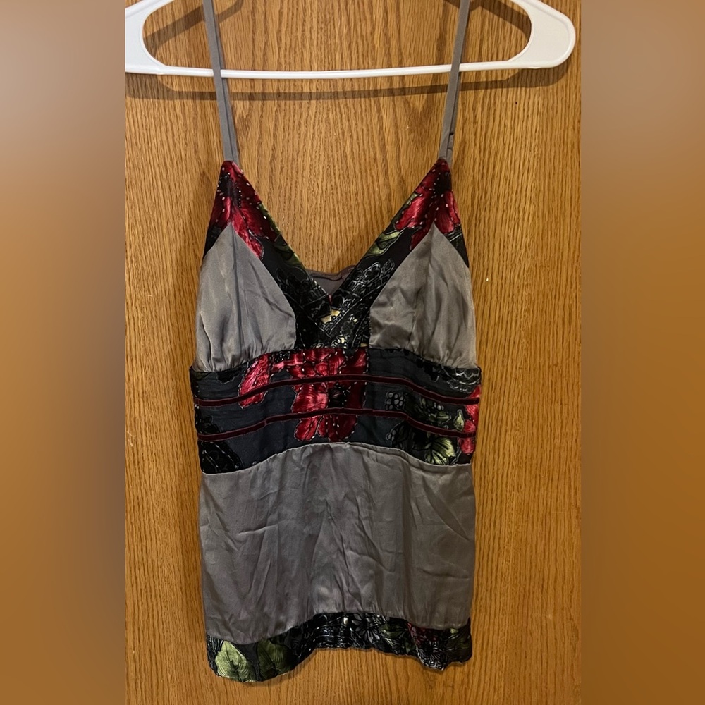 Stunning silk & velvet gray vintage fairy Hale Bob top sz small